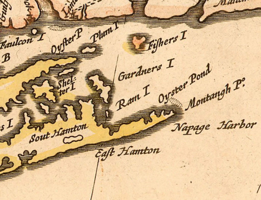 Thronton 1685 Map - Detail of the East End of Long Island